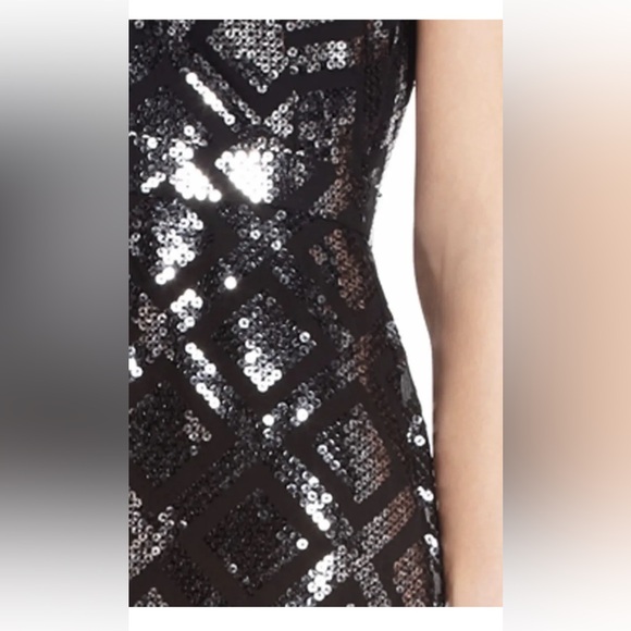 BCBG Maxazria Dress Skylah 4 Black Formal Maxi Sequins Argyle - Picture 5 of 10